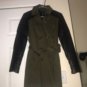 Olive green trench coat